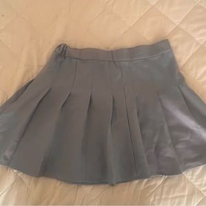 blue pleated mini skirt